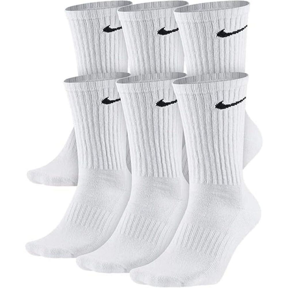 Nike Crew Socks 6-Pack Dri-FIT White Black Swoosh Medium New